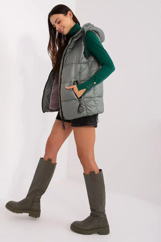 Sublevel Quilted, insulated zippered vest with hood
