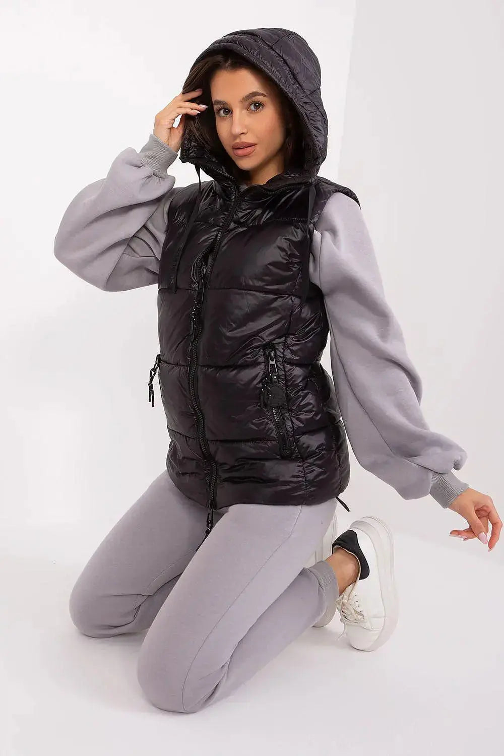 Sublevel Quilted, insulated zippered vest with hood