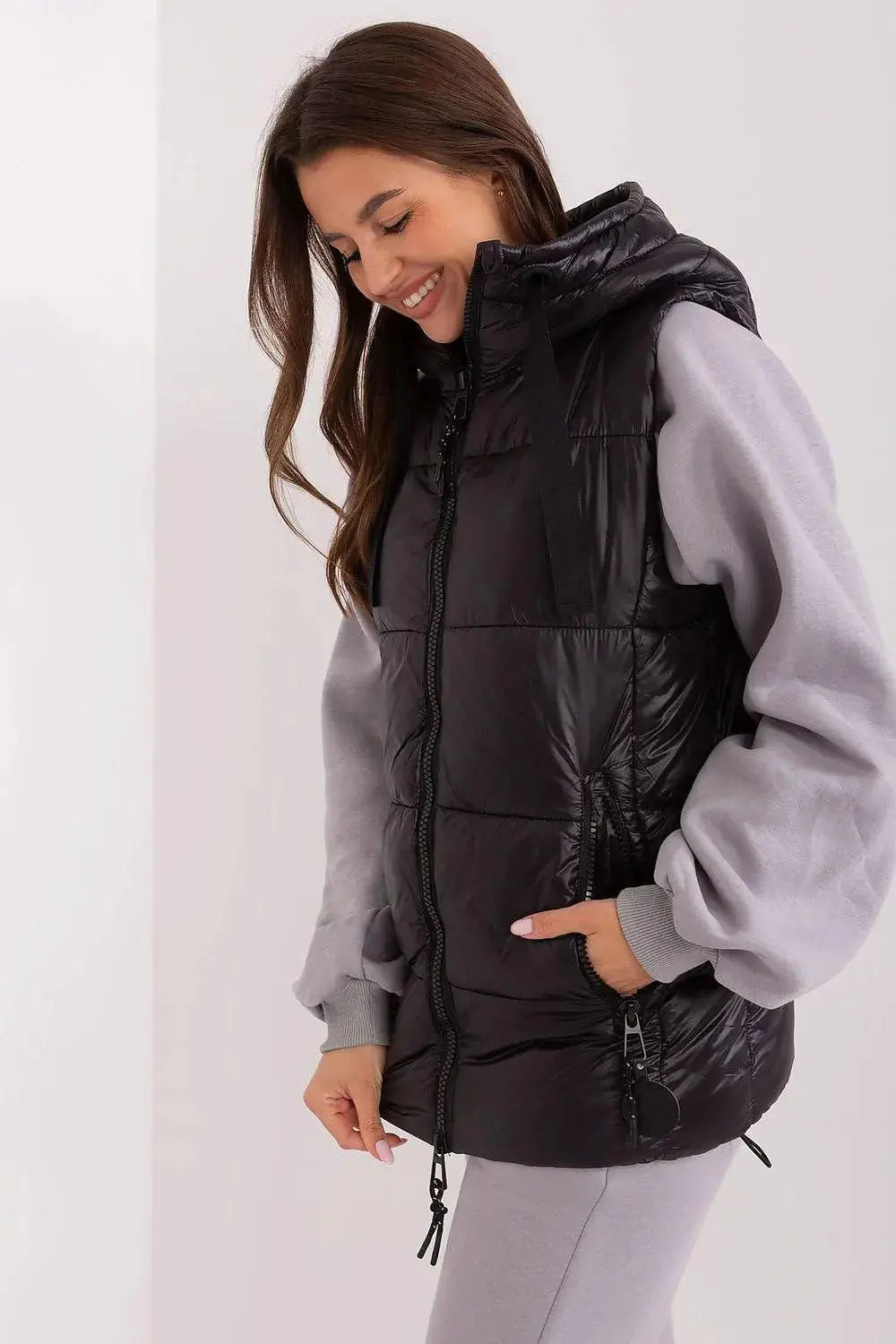 Sublevel Quilted, insulated zippered vest with hood