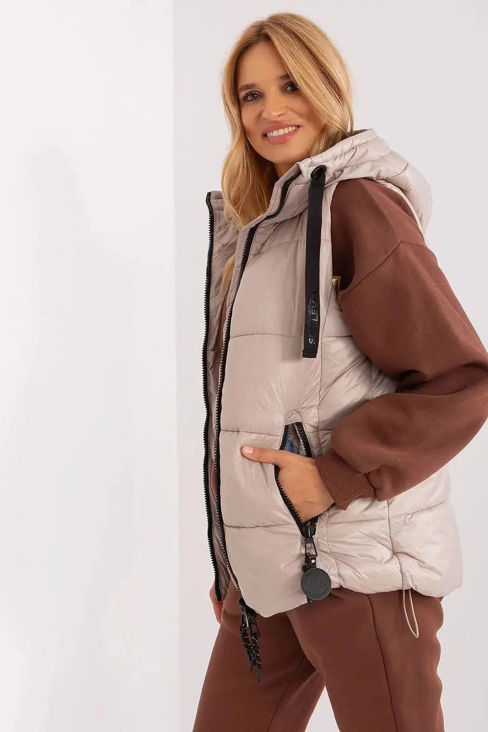 Sublevel Quilted, insulated zippered vest with hood