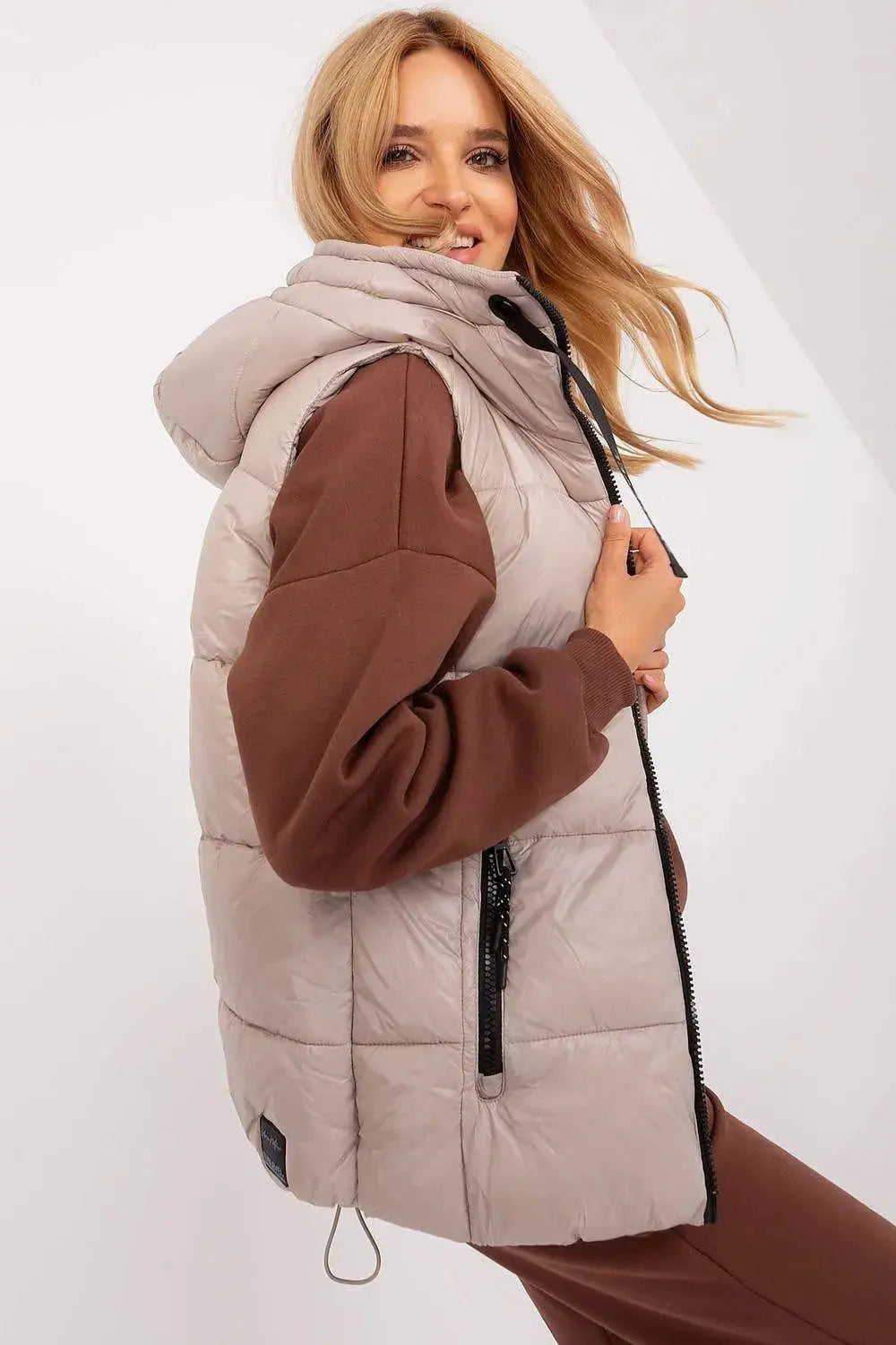 Sublevel Quilted, insulated zippered vest with hood