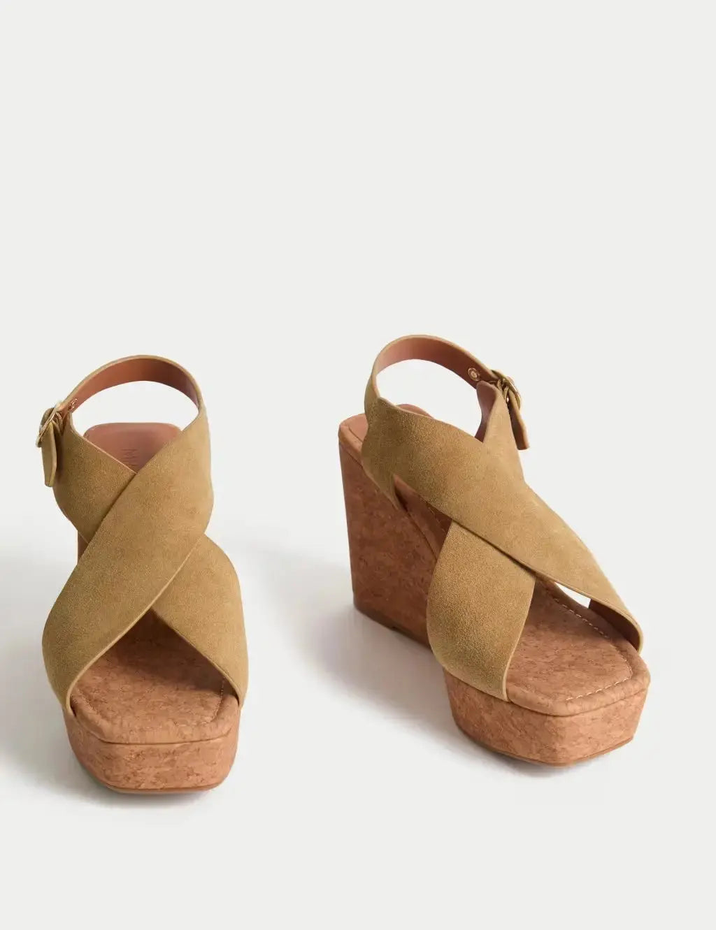 Suede Crossover Wedge Sandals