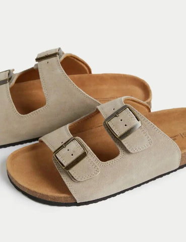 Suede Slip-On Corkbed Sandals