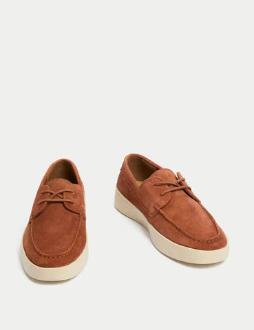 Autograph Suede White Sole Lace Up Loafers