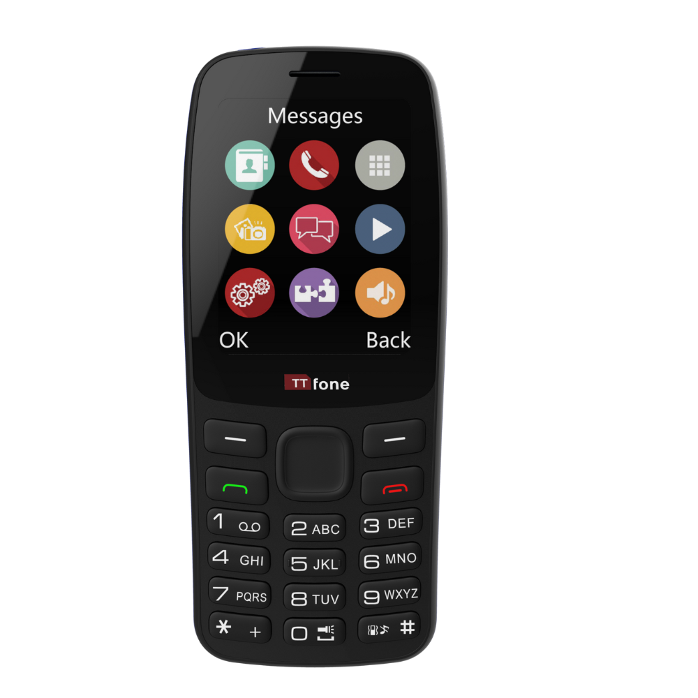 TTfone TT175 2.4inch UK Sim Free Dual Sim Basic Simple Feature Mobile Phone  Unlocked with camera Torch Media Games with Mains Charger and EE Sim Card