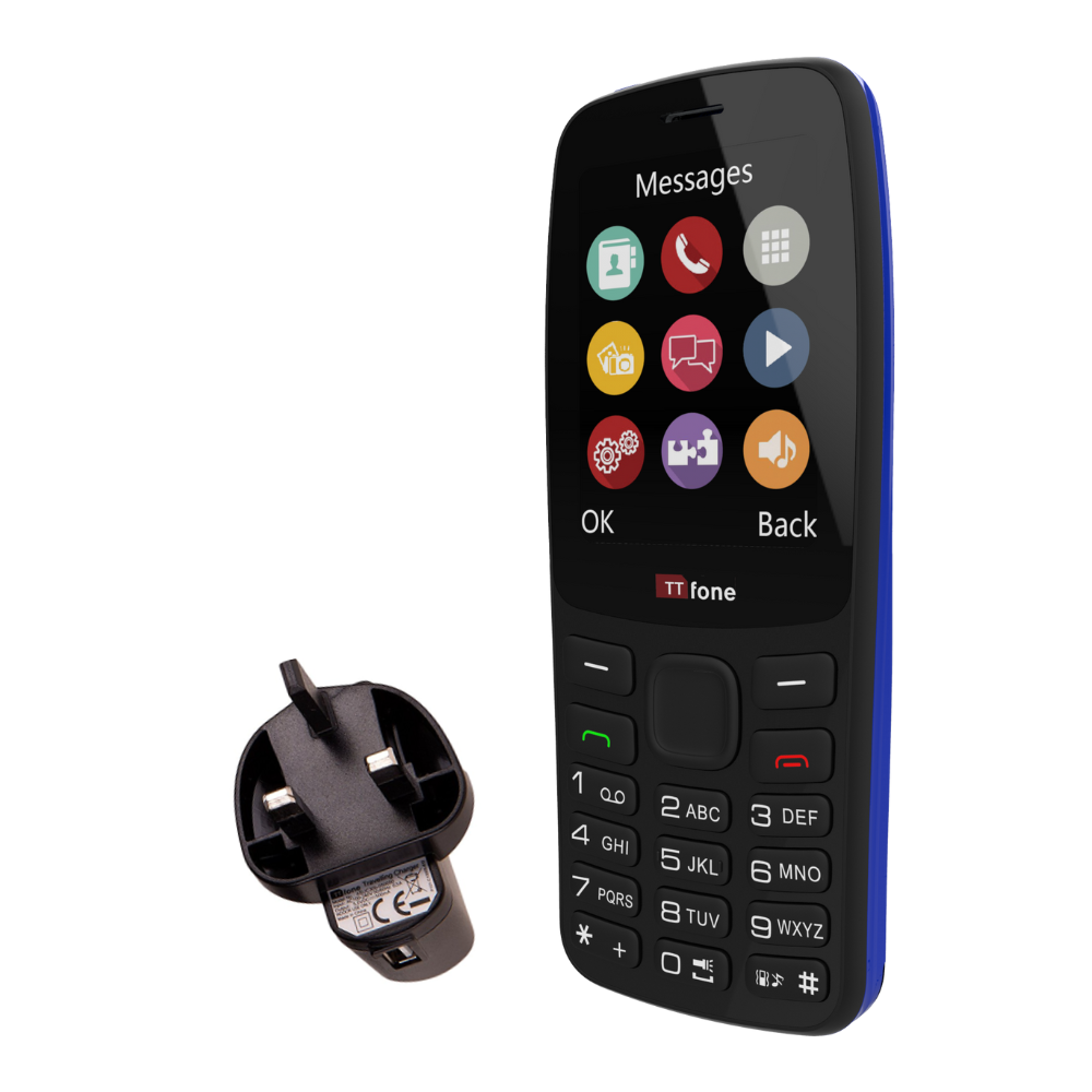 TTfone TT175 2.4inch UK Sim Free Dual Sim Basic Simple Feature Mobile Phone  Unlocked with camera Torch Media Games with Mains Charger and GiffGaff Sim Card