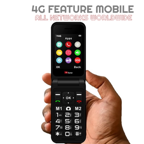 TTfone TT760 4G USB-C Mobile Phone for the Elderly, Simple and easy to use flip folding cell cheap and easy to use - Red with Dock Charger