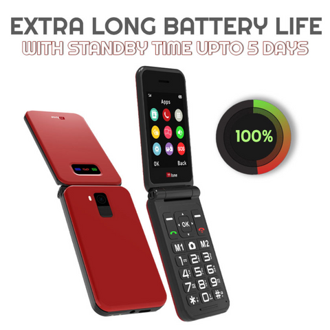 TTfone TT760 4G USB-C Mobile Phone for the Elderly, Simple and easy to use flip folding cell cheap and easy to use - Red with Mains Charger and EE Sim Card