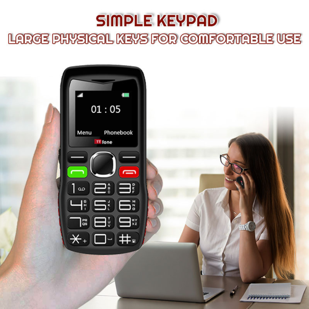 TTfone TT880 Easy-to-Use Mobile Phone for Seniors and Elderly - Large Button Phone with Emergency Assistance Button with Mains Charger and EE Sim Card