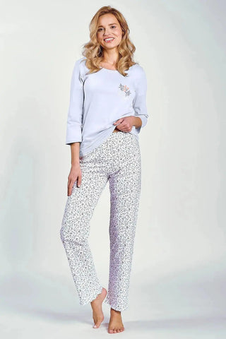 Taro 3/4-sleeve blouse and half-round neckline Women's pajamas