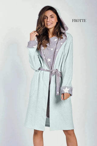 Taro soft terry knit fabric womens bathrobe
