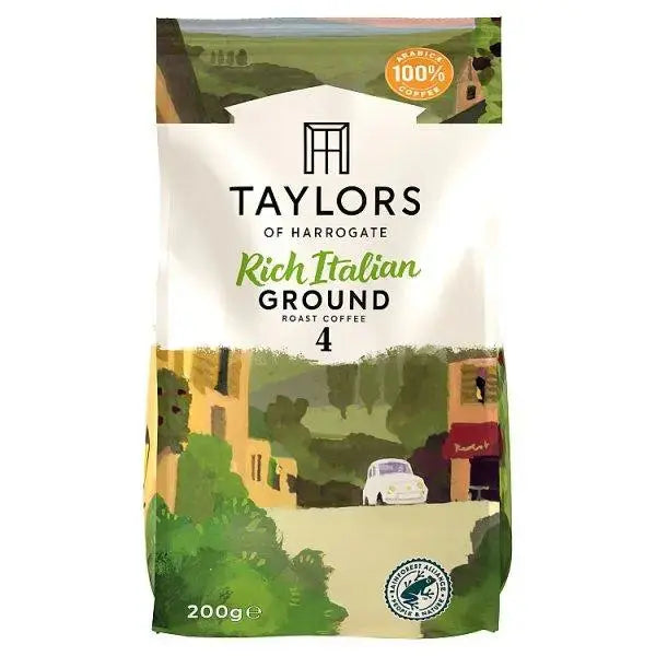 Taylors of Harrogate Rich Italian Ground Roast Coffee 200g (Case of 6)