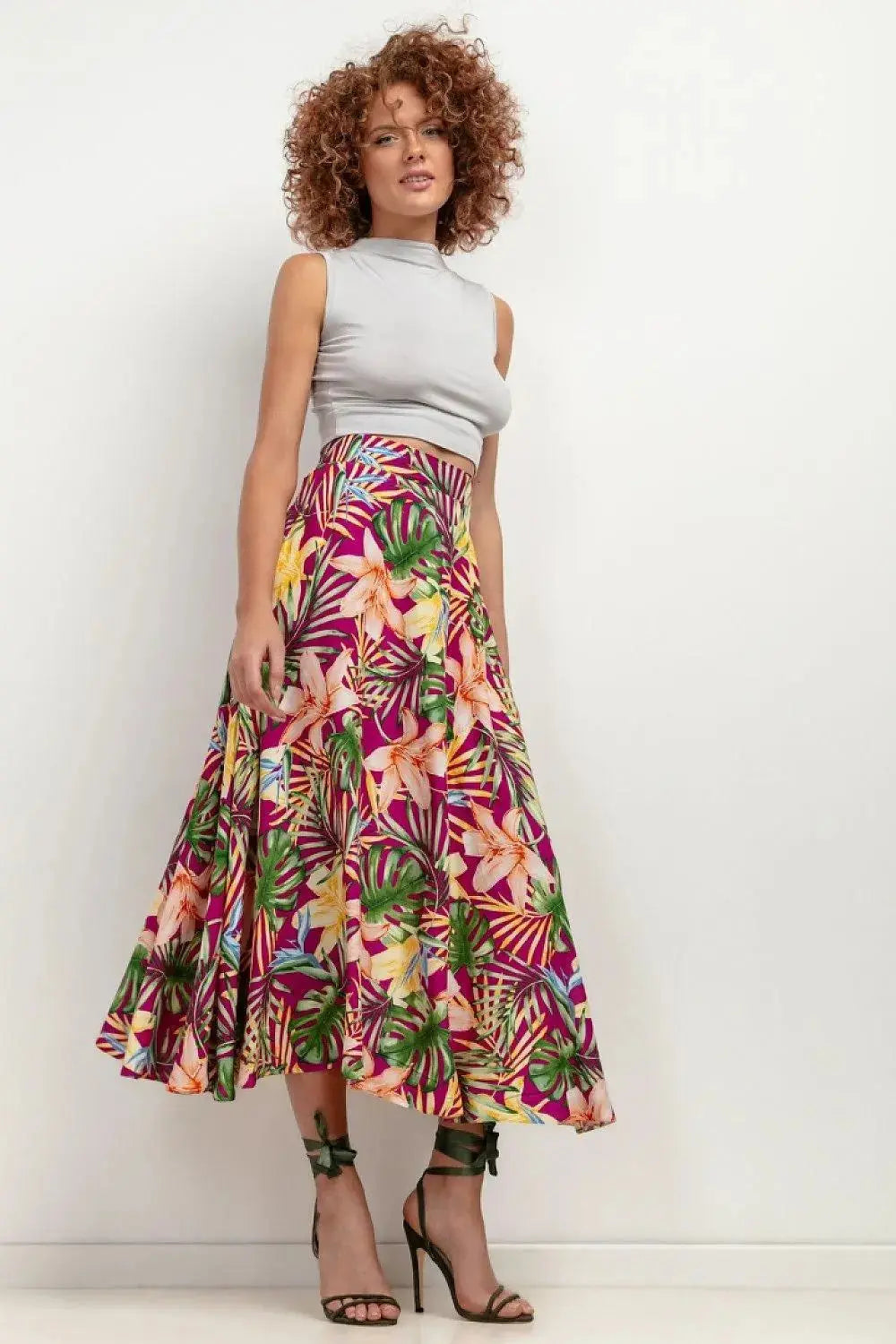 Tessita patterned viscose skirt