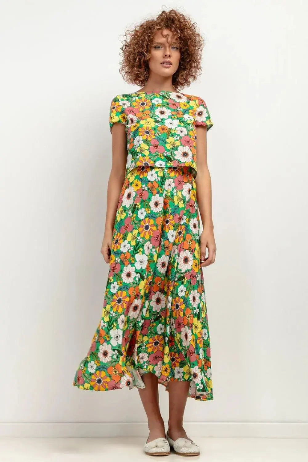 Tessita patterned viscose skirt