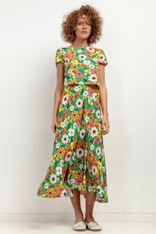 Tessita patterned viscose skirt