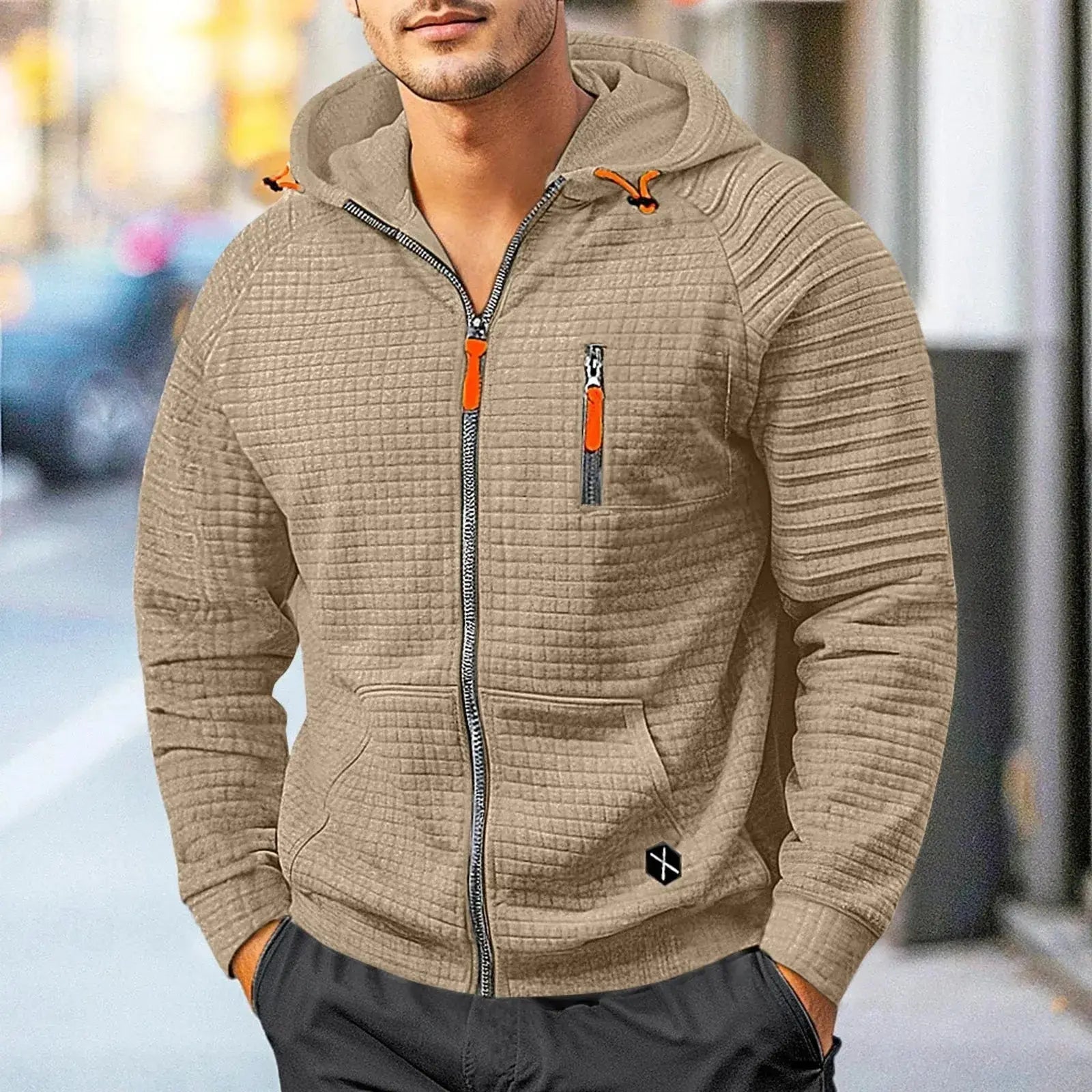 Men's Zip-up Hooded Sweatshirt - Winter Hooded Coat Pullover.