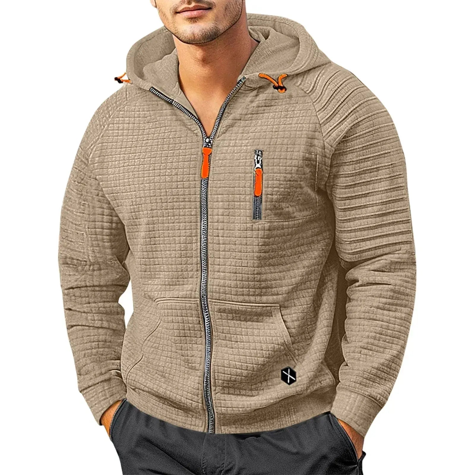 Men's Zip-up Hooded Sweatshirt - Winter Hooded Coat Pullover.