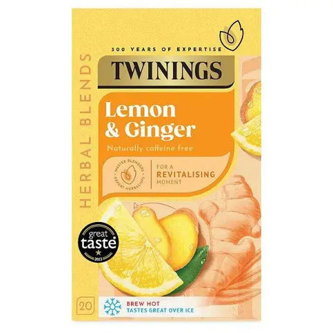 Twinings Lemon & Ginger 20 Tea Bags 30g (Case of 4)