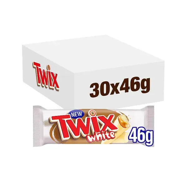 Twix Caramel & White Chocolate Fingers Biscuit Snack Bar 46g (Case of 20)