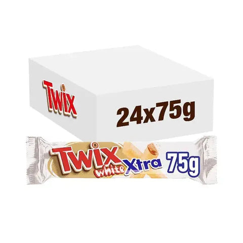 Twix Xtra White Chocolate Biscuit Twin Bars 75g (Case of 24)