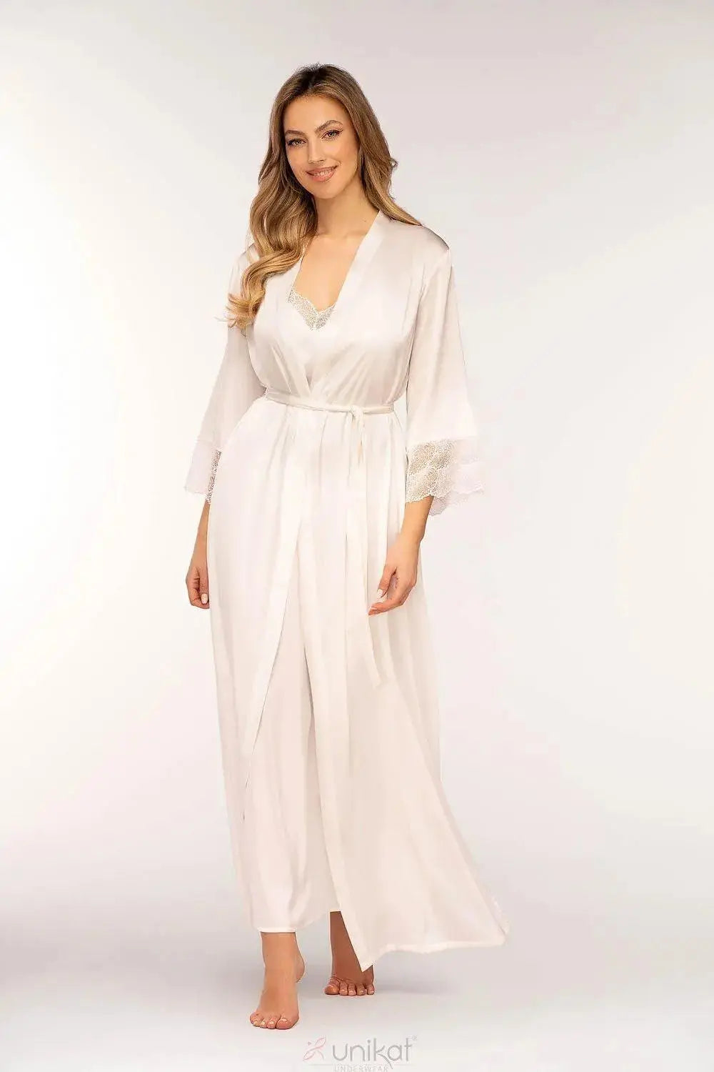 Unikat soft, lustrous satin long bathrobe