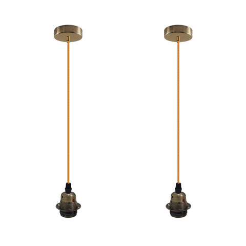 2 Pack Vintage Industrial Pendant Light,lampshade E27 UK Holder Fitting  Set
