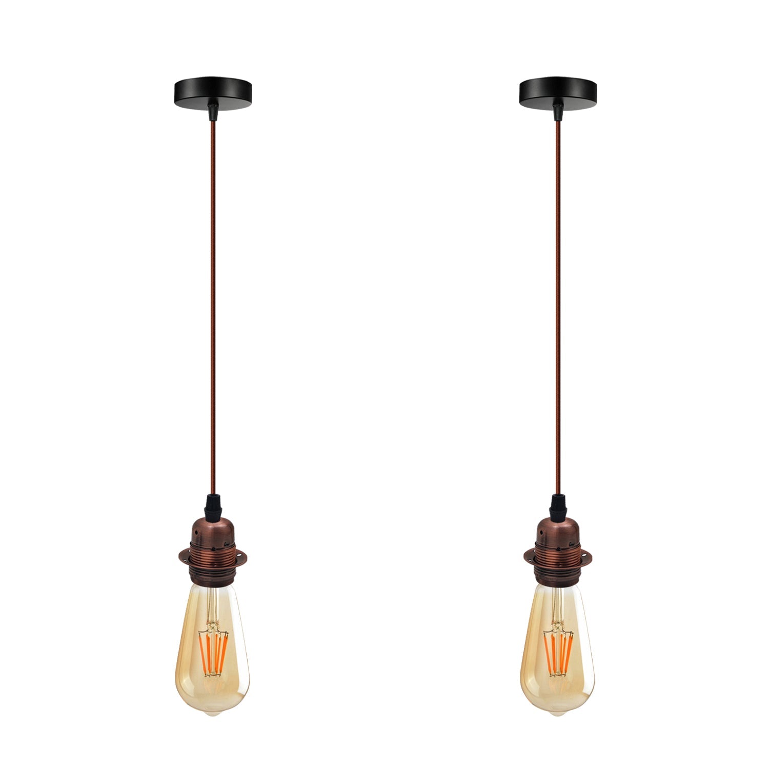 2 Pack Vintage Industrial Pendant Light,lampshade E27 UK Holder Fitting  Set