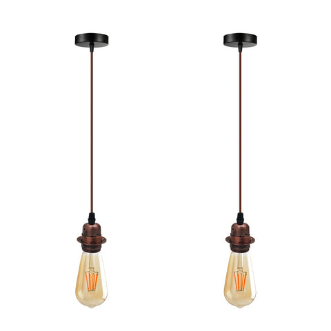 2 Pack Vintage Industrial Pendant Light,lampshade E27 UK Holder Fitting  Set