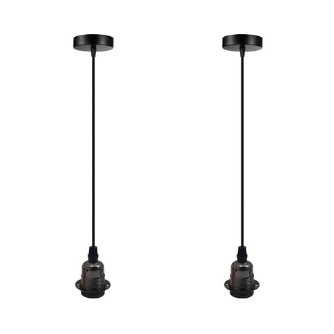 2 Pack Vintage Industrial Pendant Light,lampshade E27 UK Holder Fitting  Set