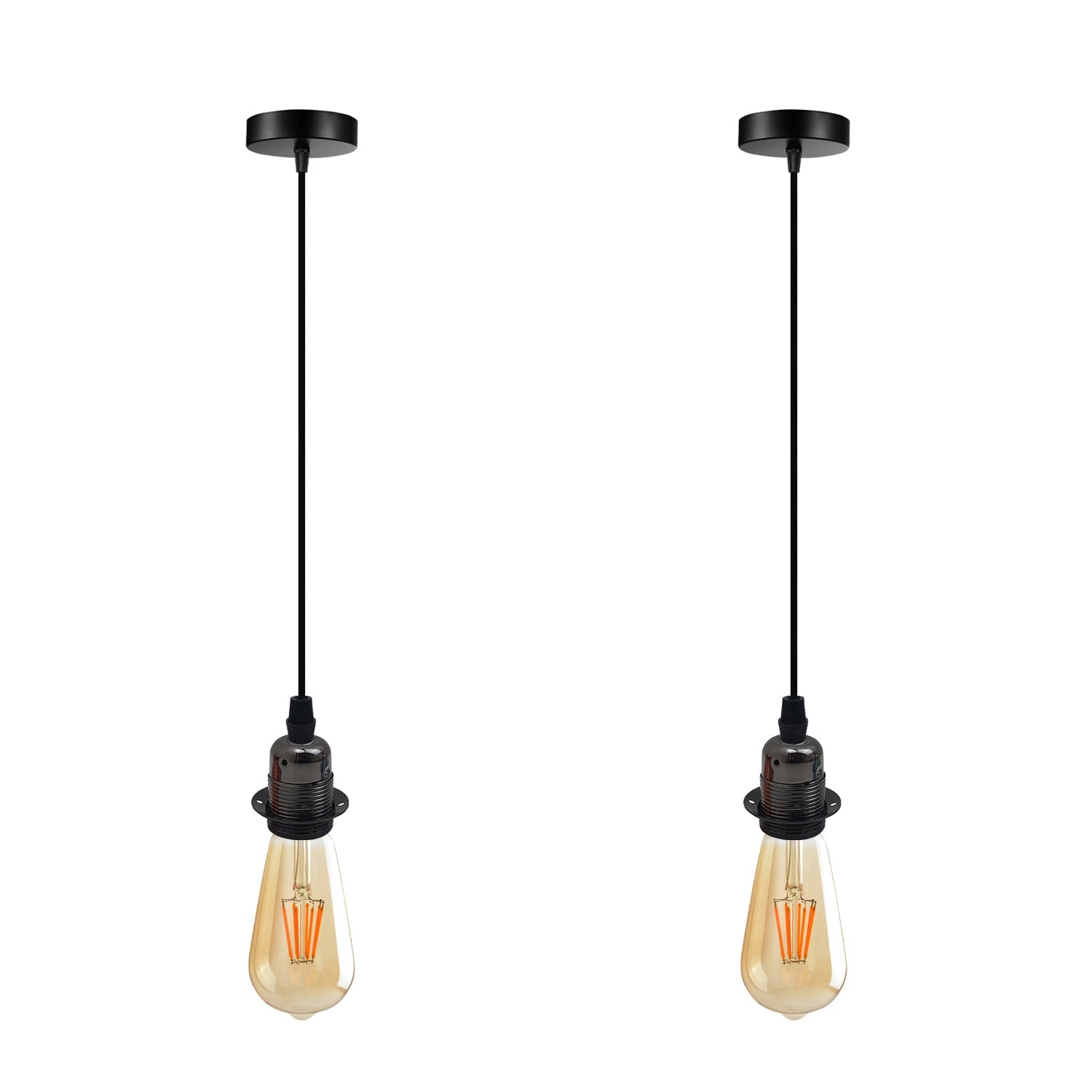 2 Pack Vintage Industrial Pendant Light,lampshade E27 UK Holder Fitting  Set