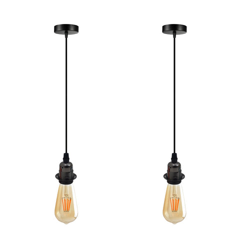 2 Pack Vintage Industrial Pendant Light,lampshade E27 UK Holder Fitting  Set