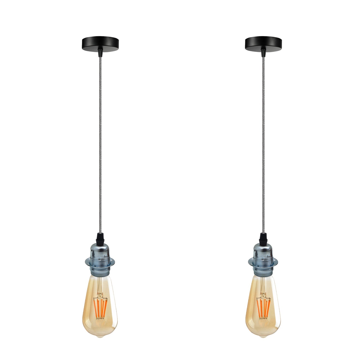 2 Pack Vintage Industrial Pendant Light,lampshade E27 UK Holder Fitting  Set
