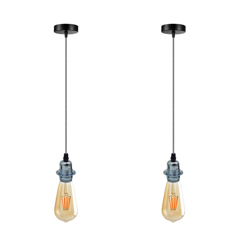 2 Pack Vintage Industrial Pendant Light,lampshade E27 UK Holder Fitting  Set