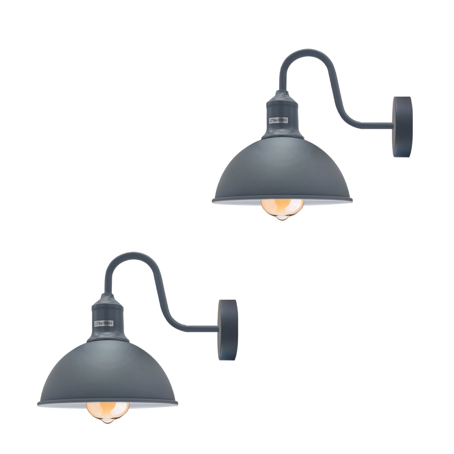 Modern Industrial Swan Neck Metal Arm E27 Sconce Wall Light Set Fixture for Living Room Dining Room Kitchen.
