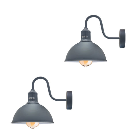 Modern Industrial Swan Neck Metal Arm E27 Sconce Wall Light Set Fixture for Living Room Dining Room Kitchen.