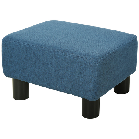HOMCOM Chic Linen Fabric Footstool Ottoman Cube with 4 Plastic Legs Brown