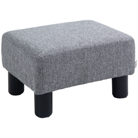 HOMCOM Chic Linen Fabric Footstool Ottoman Cube with 4 Plastic Legs Brown