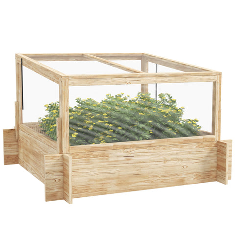 Outsunny Outdoor Raised Garden Bed with Cold Frame Greenhouse and Openable Top