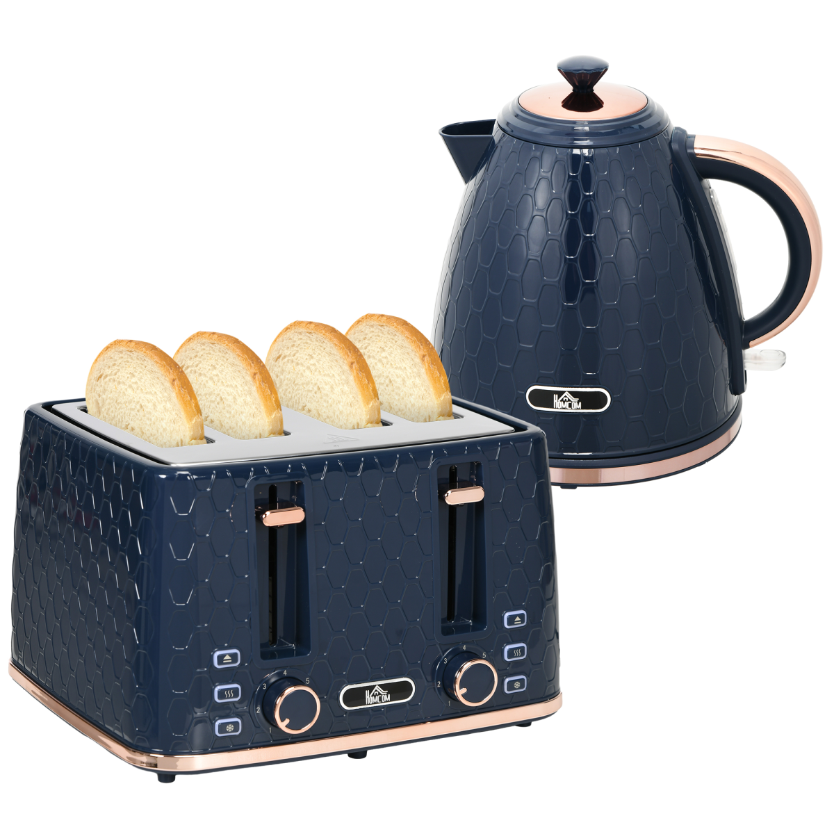 HOMCOM 1.7L Kettle and Toaster Set with Defrost Reheat and Crumb Tray