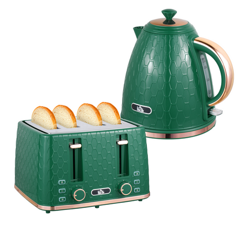 HOMCOM 1.7L Kettle and Toaster Set with Defrost Reheat and Crumb Tray