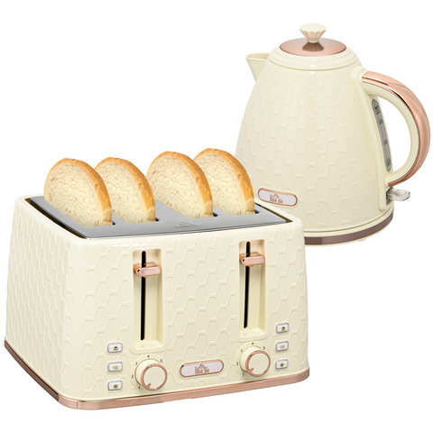 HOMCOM 1.7L Kettle and Toaster Set with Defrost Reheat and Crumb Tray