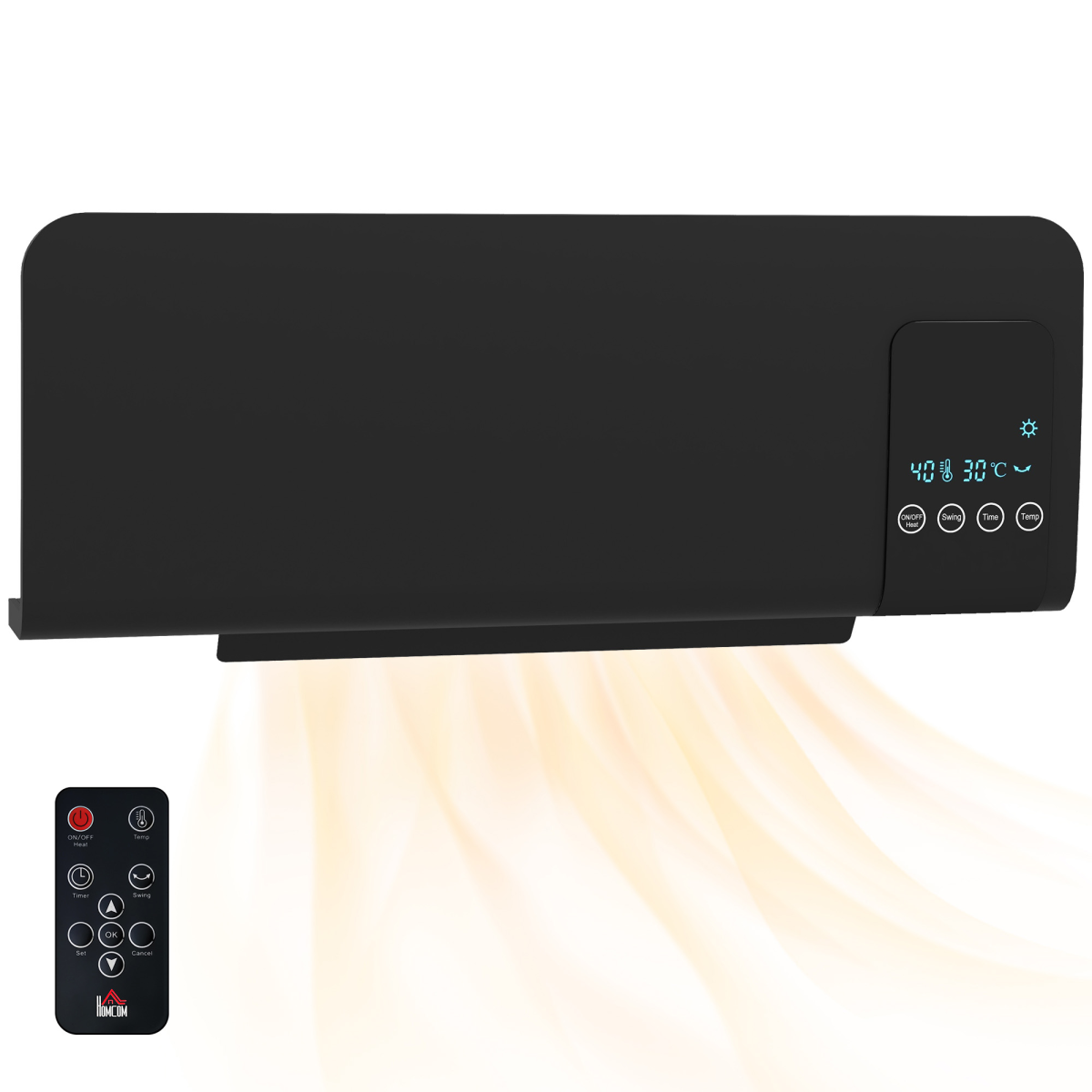 HOMCOM 2000W Wall Mounted Ceramic Heater with Remote Control for Home