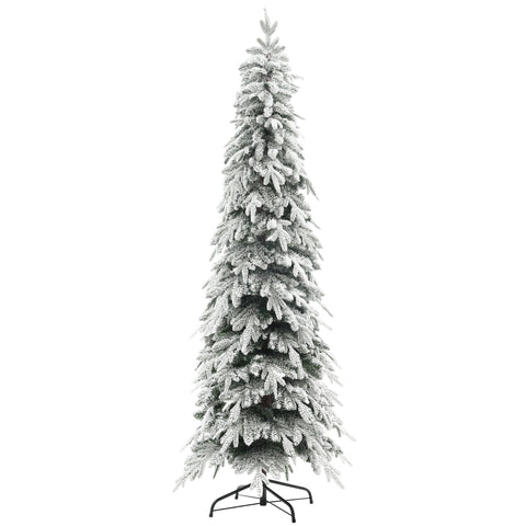 HOMCOM 6ft Flocked Pencil Christmas Tree with Auto Open, Steel Base
