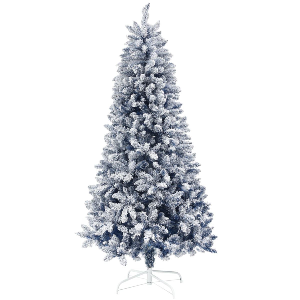 HOMCOM 5 Foot Artificial Blue Snow Flocked Christmas Tree with Hinged Branches