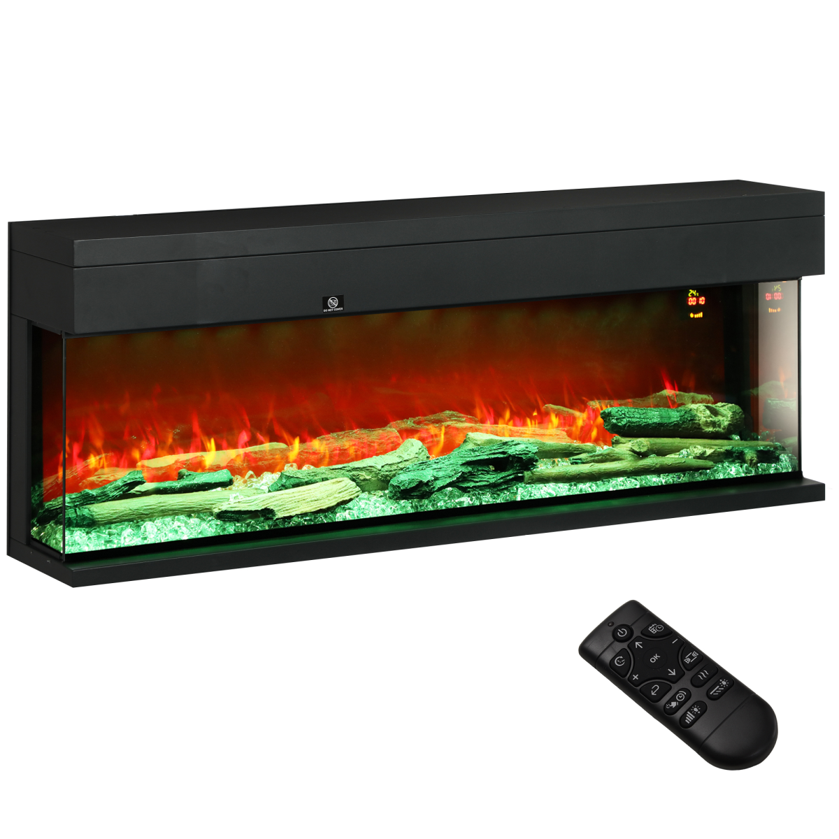 HOMCOM 127cm Electric Fireplace Recessed, Insert, Wall Mount, Freestanding