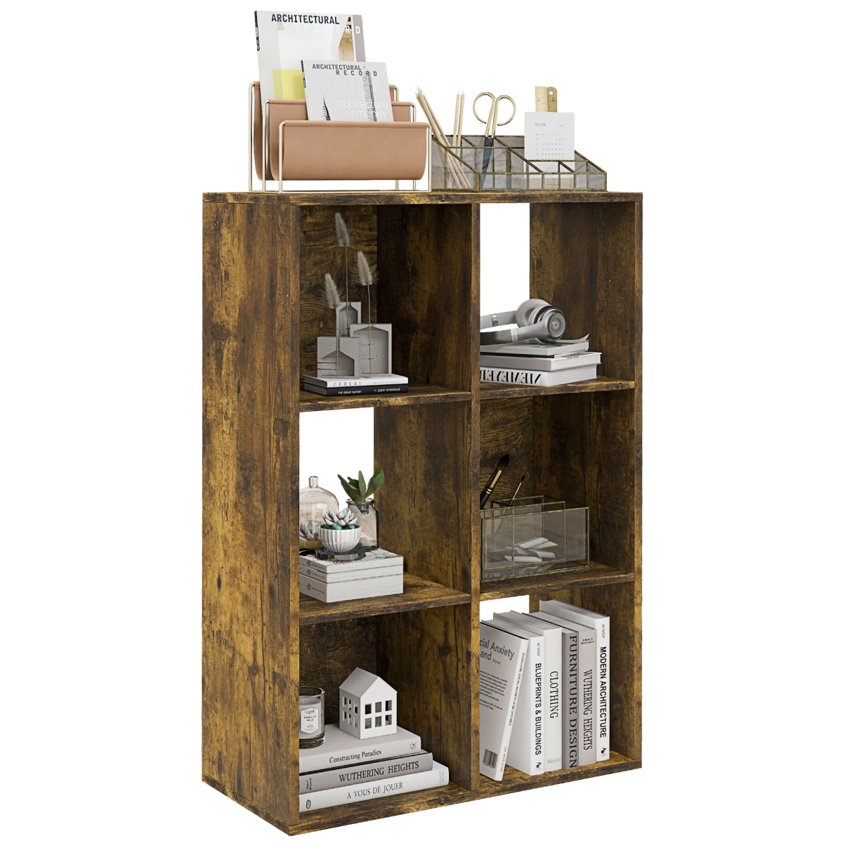 HOMCOM 6-Cube Bookshelf, Display Shelving Unit for Home Office, Black