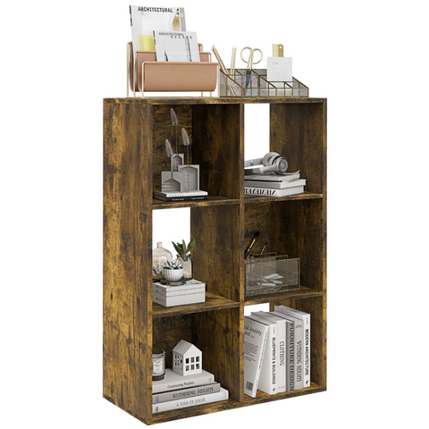 HOMCOM 6-Cube Bookshelf, Display Shelving Unit for Home Office, Black
