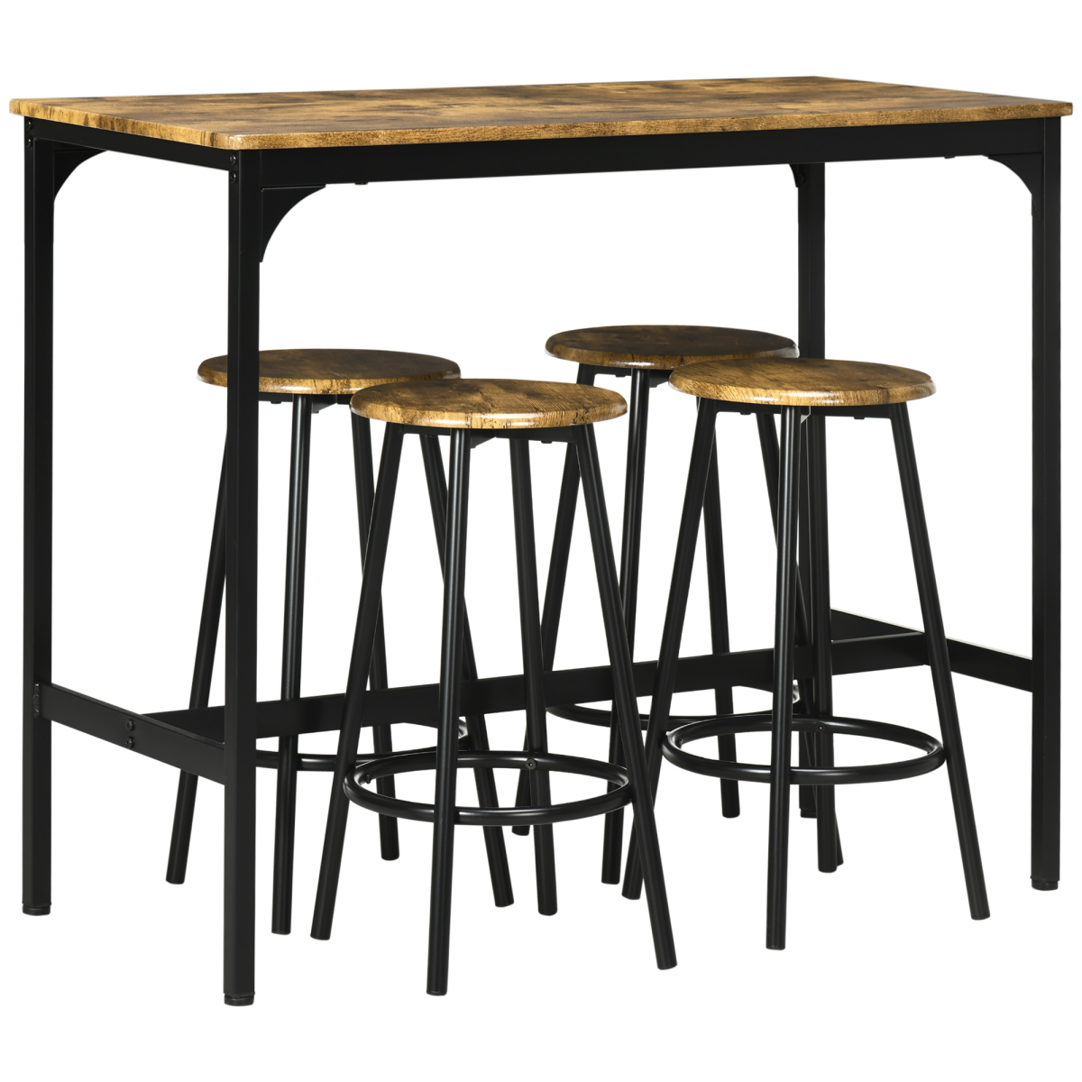 HOMCOM 5 Piece Bar Table and Stools Set with Metal Frame