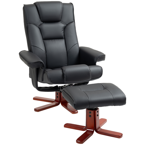 HOMCOM Reclining Armchair with Footstool and Adjustable Backrest