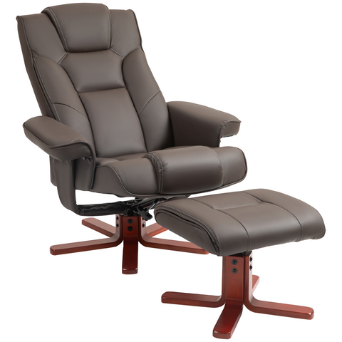 HOMCOM Reclining Armchair with Footstool and Adjustable Backrest
